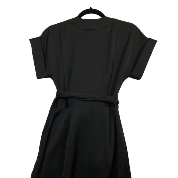 J. Crew Black Sheath Midi Dress with Tie Front - Picture 7 of 12